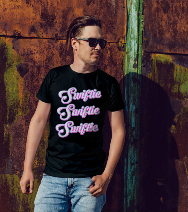 Triple Swiftie Groovy 80’s Style Retro Pink Typography T-Shirt