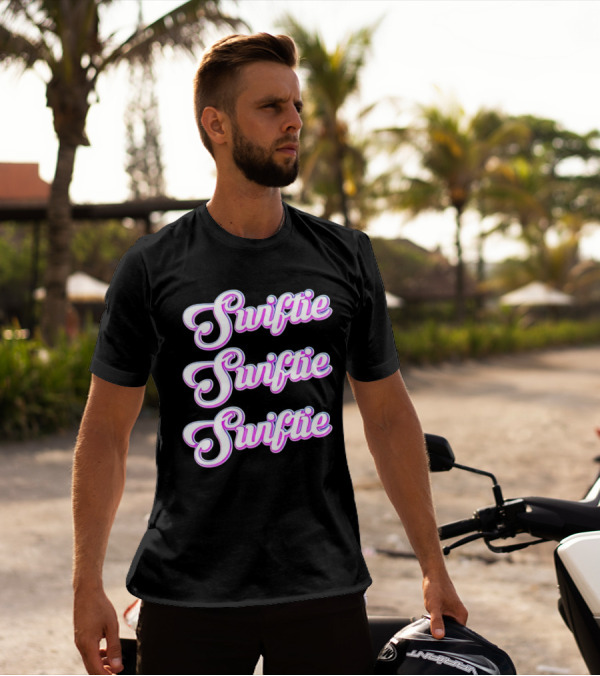 Triple Swiftie Groovy 80’s Style Retro Pink Typography T-Shirt