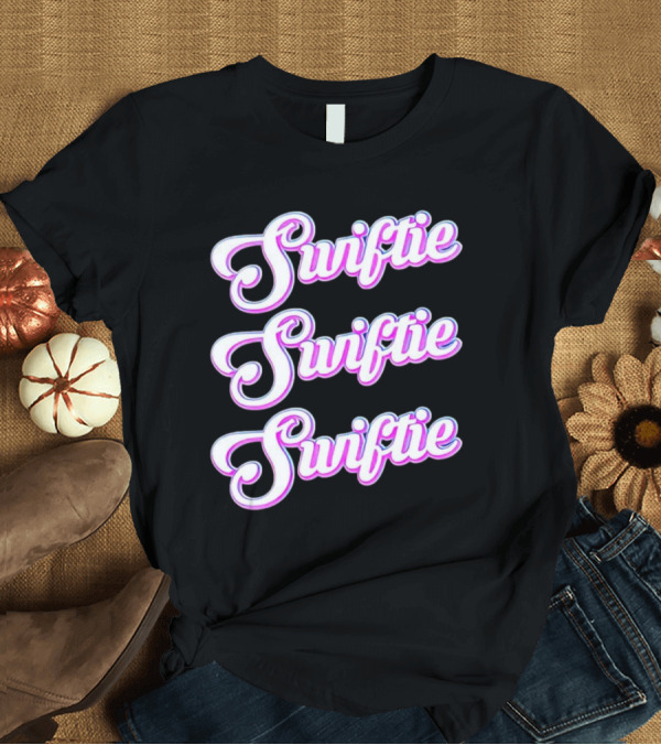 Triple Swiftie Groovy 80’s Style Retro Pink Typography T-Shirt