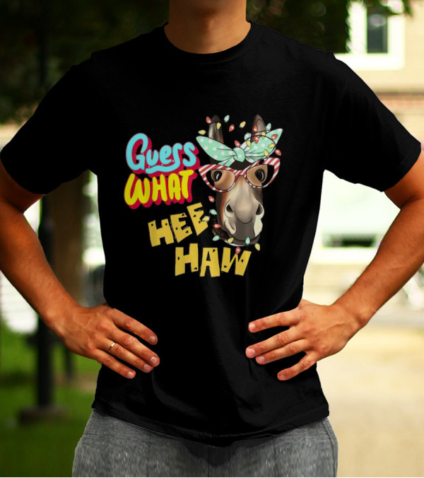Guess What Hee Haw Christmas Donkey Lights And Glasses T-Shirt