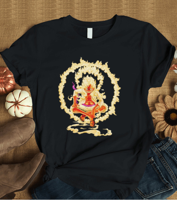 Gear 5 Luffy Surrounded By Fiery Ring Of Flames T-Shirt