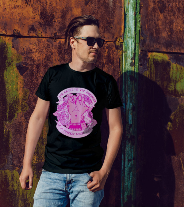 God Grant Me The Confidence Of A Mediocre White Man Prayer Hands With Roses T-Shirt