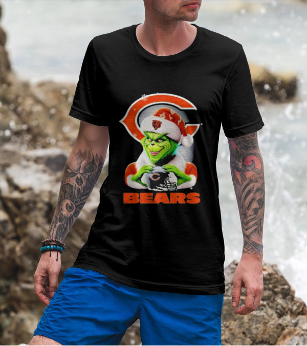 Grinch Chicago Bears Christmas Football Fan T-Shirt