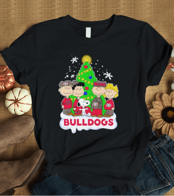 Peanuts Characters Georgia Bulldogs Christmas Tree Bulldogs T-Shirt