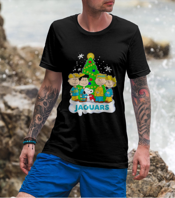Peanuts Characters Jacksonville Jaguars Christmas Tree Jaguars T-Shirt
