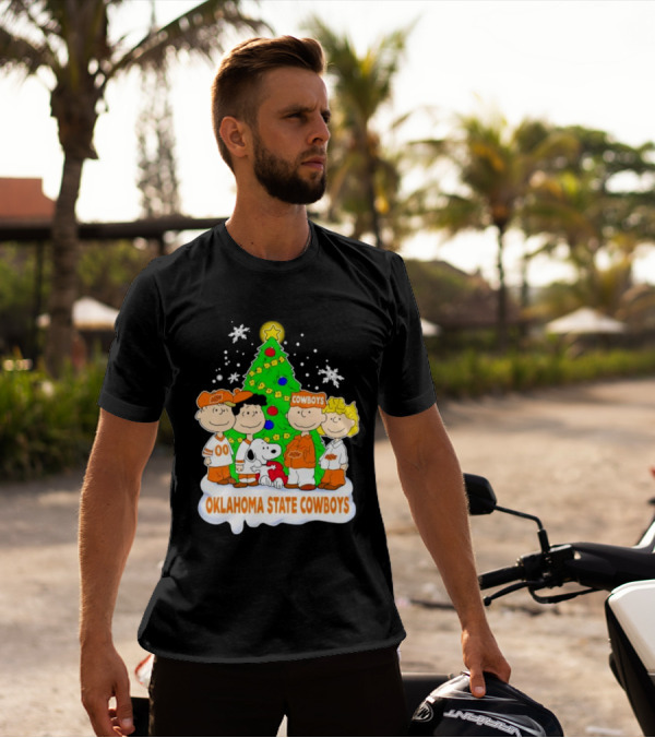 Peanuts Characters Oklahoma State Cowboys Christmas Tree T-Shirt