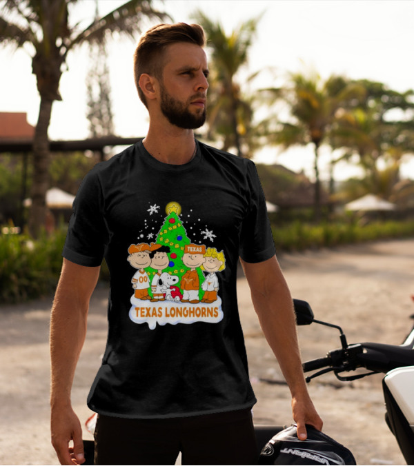 Peanuts Characters Texas Longhorns Christmas Tree T-Shirt