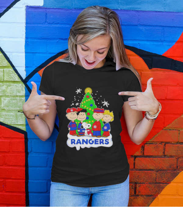 Peanuts Characters Texas Rangers Christmas Tree T-Shirt