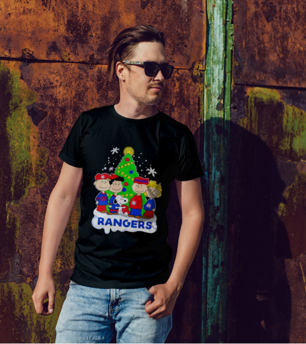 Peanuts Characters Texas Rangers Christmas Tree T-Shirt