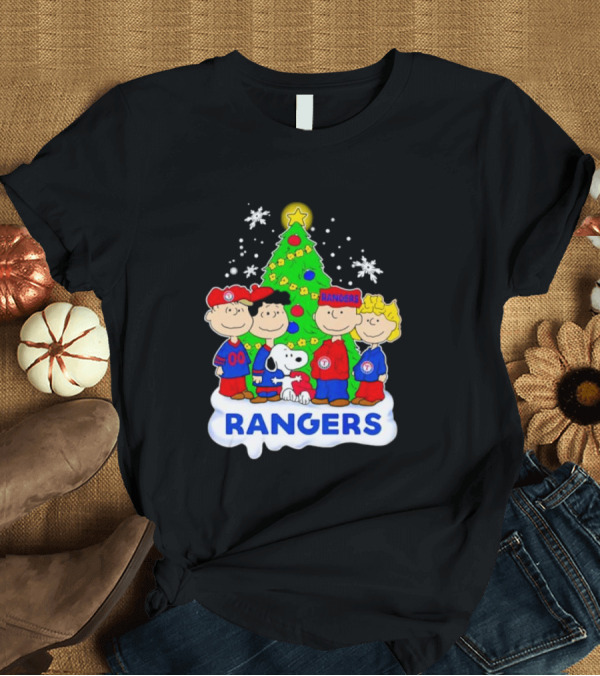 Peanuts Characters Texas Rangers Christmas Tree T-Shirt