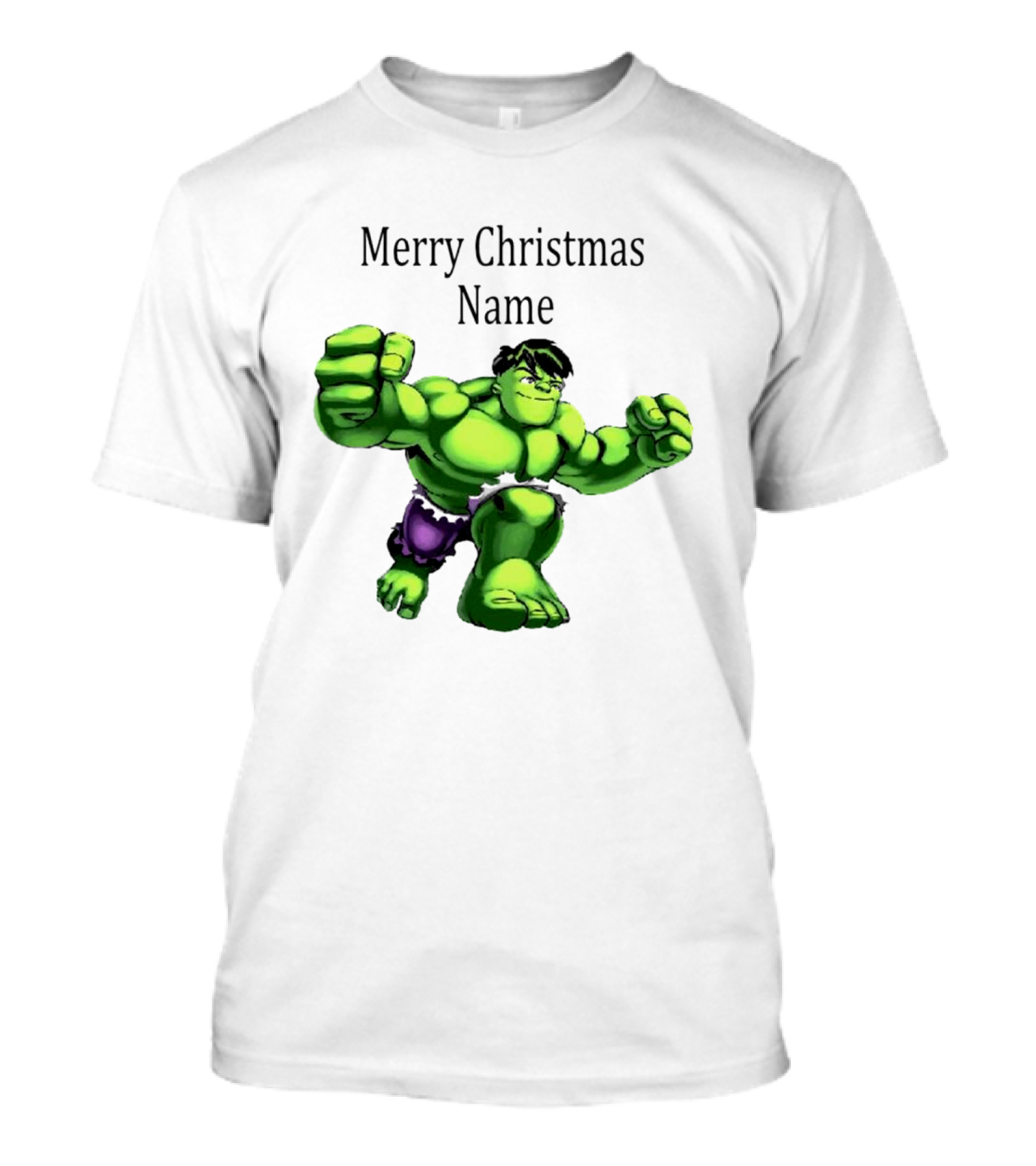 Merry Christmas Name Hulk Green T-Shirt