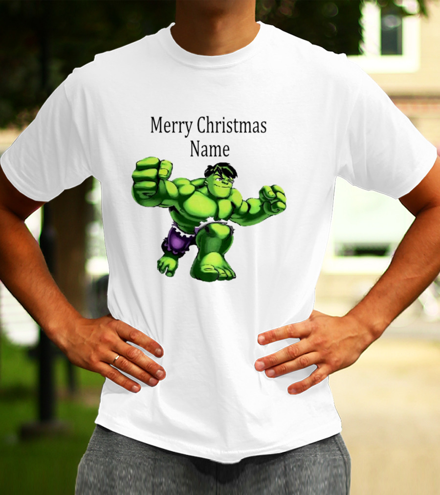 Merry Christmas Name Hulk Green T-Shirt