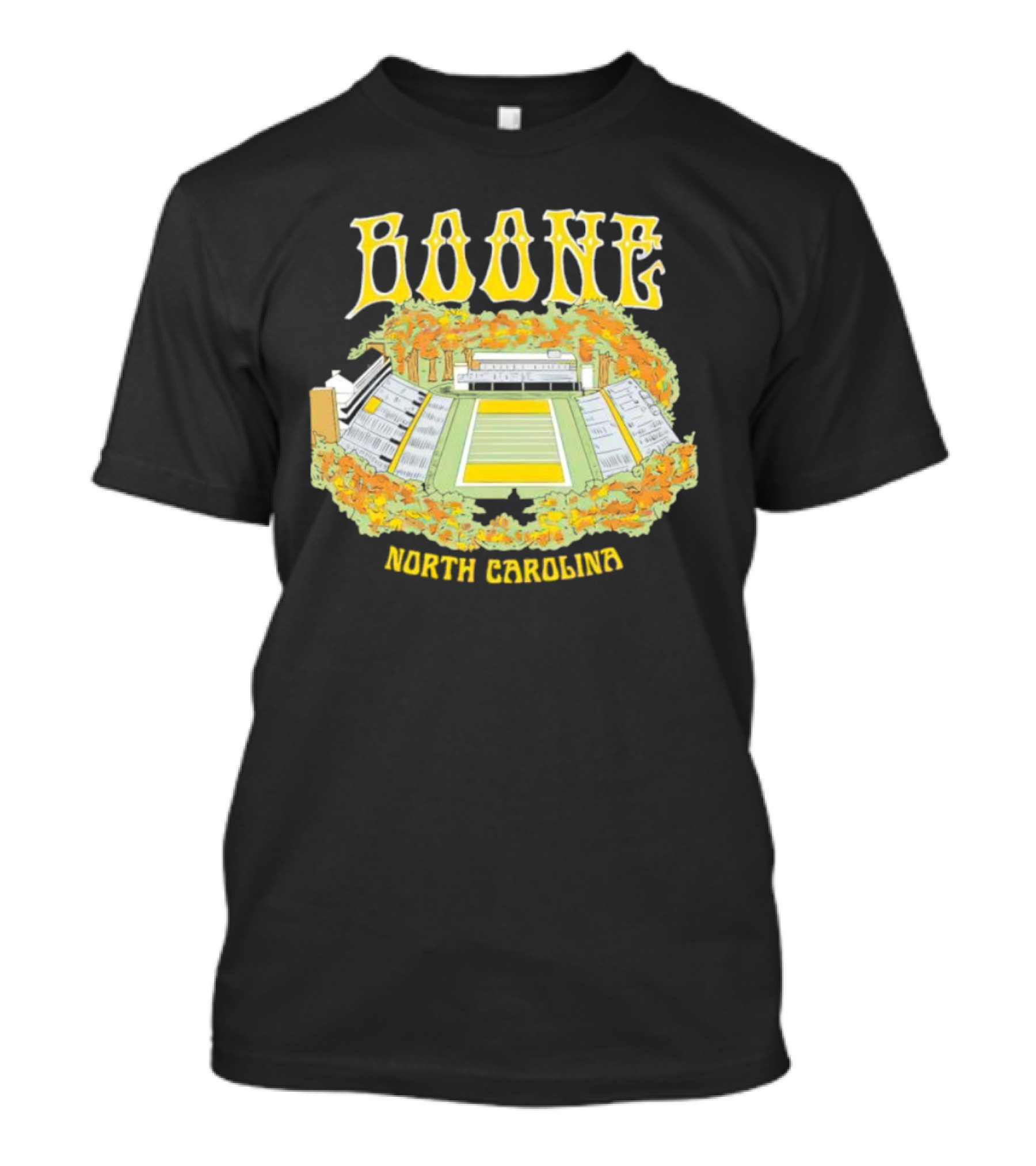 Boone North Carolina Stadium Football Field Autumn Leaves T-Shirt