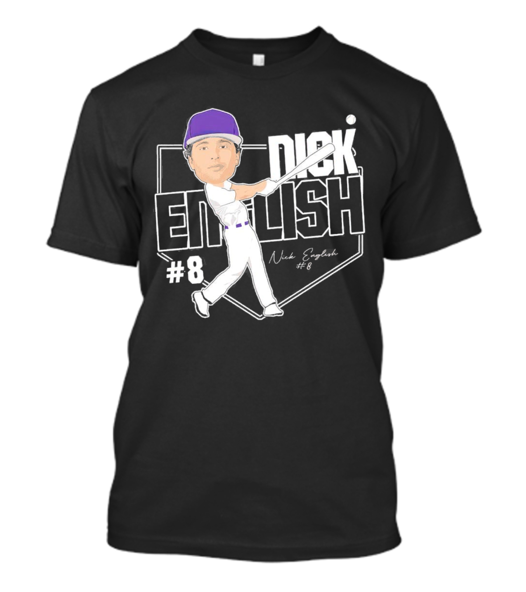 Nick English Caricature Signature Baseball Nick English #8 T-Shirt