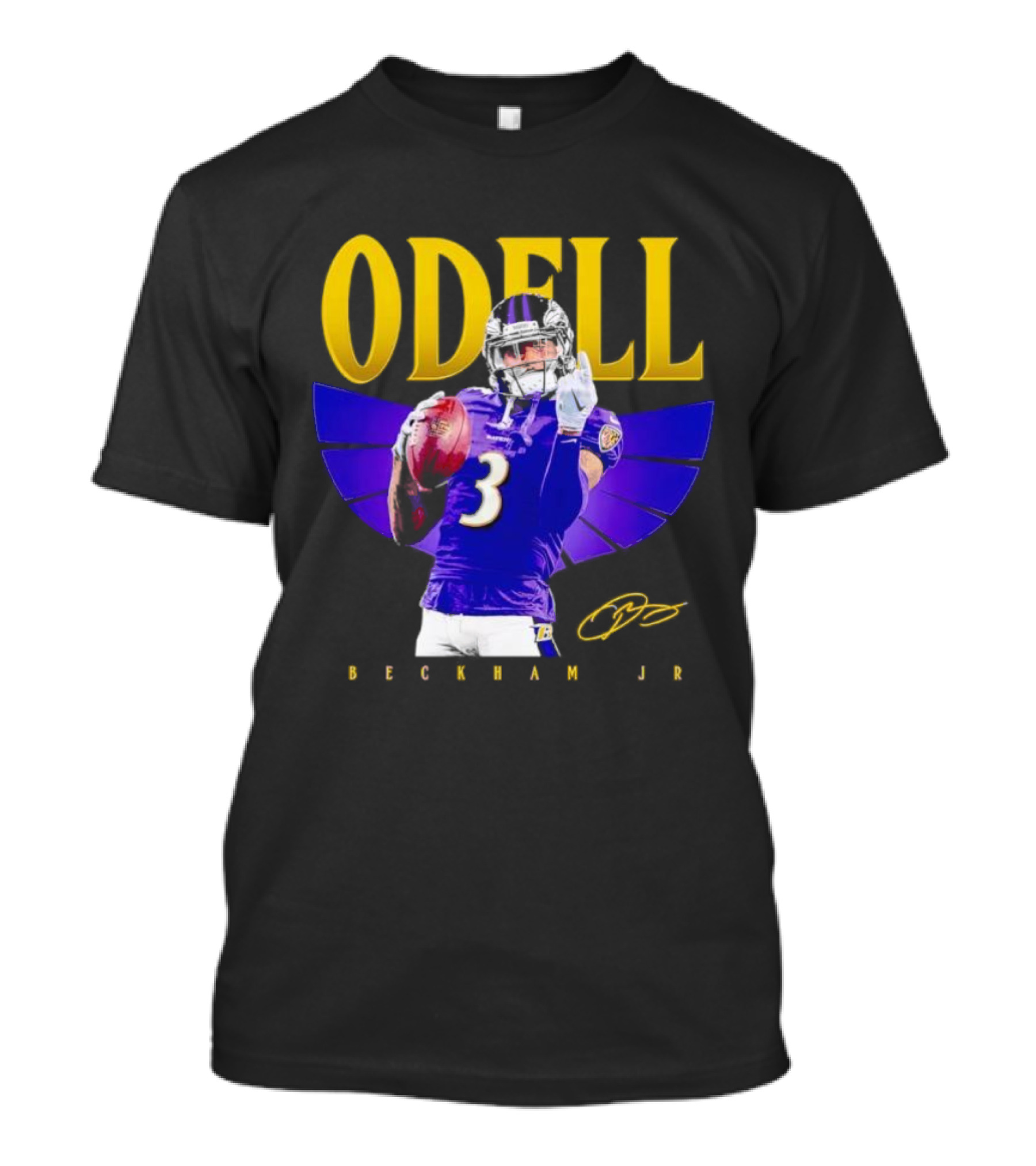 Odell Beckham Jr Baltimore Ravens Signature Number 3 Spotlight T-Shirt