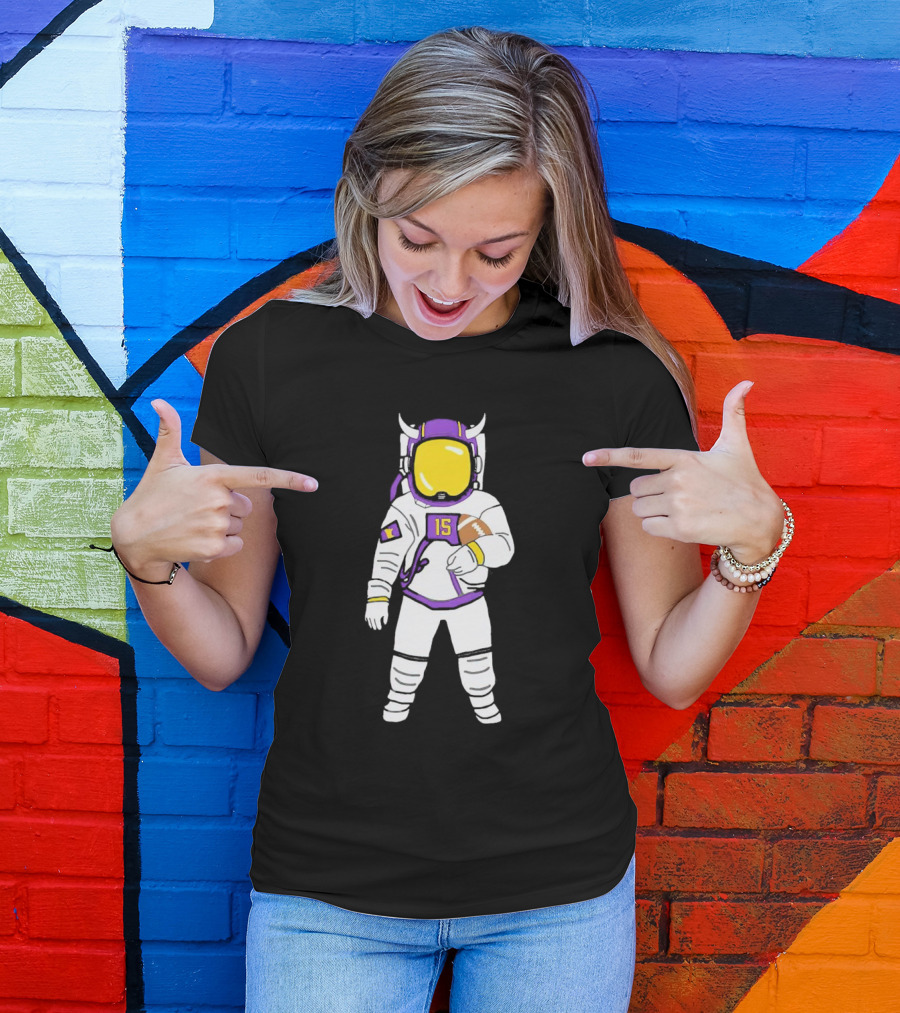 Passtronaut Minnesota Astronaut Football Purple 15 T-Shirt