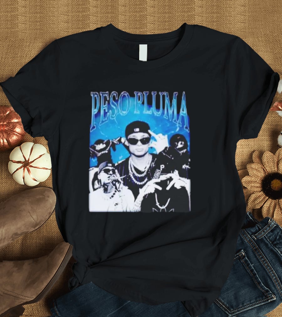 Peso Pluma Vintage Hip Hop Style Blue Tones T-Shirt