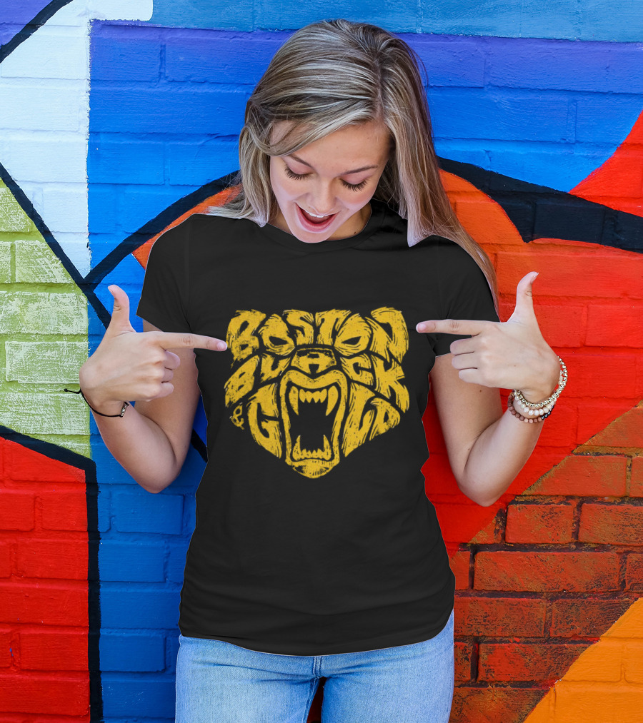 Boston Black And Gold Bear Face T-Shirt