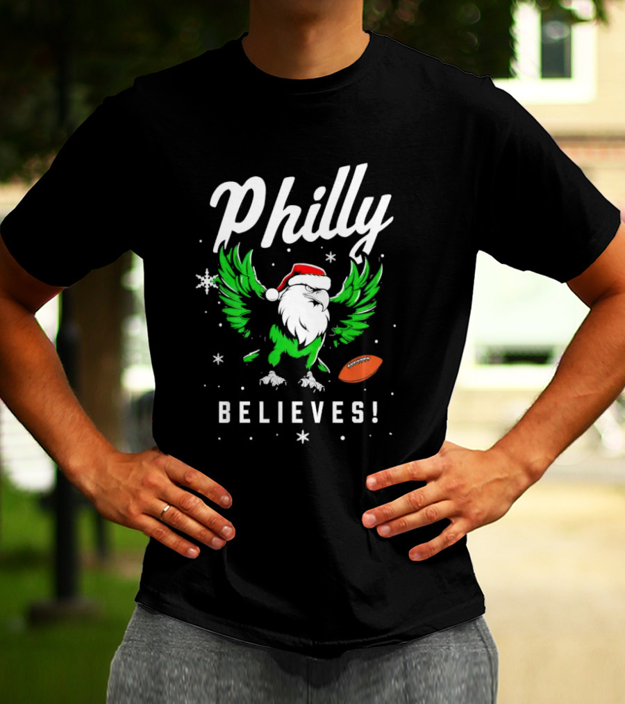 Philly Believes Christmas Eagles Football Santa T-Shirt