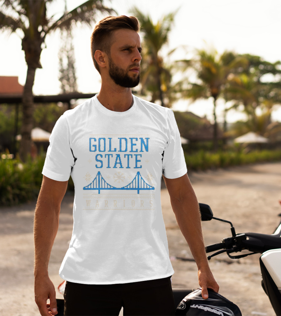 Golden State Warriors Snowflake Bridge Winter T-Shirt