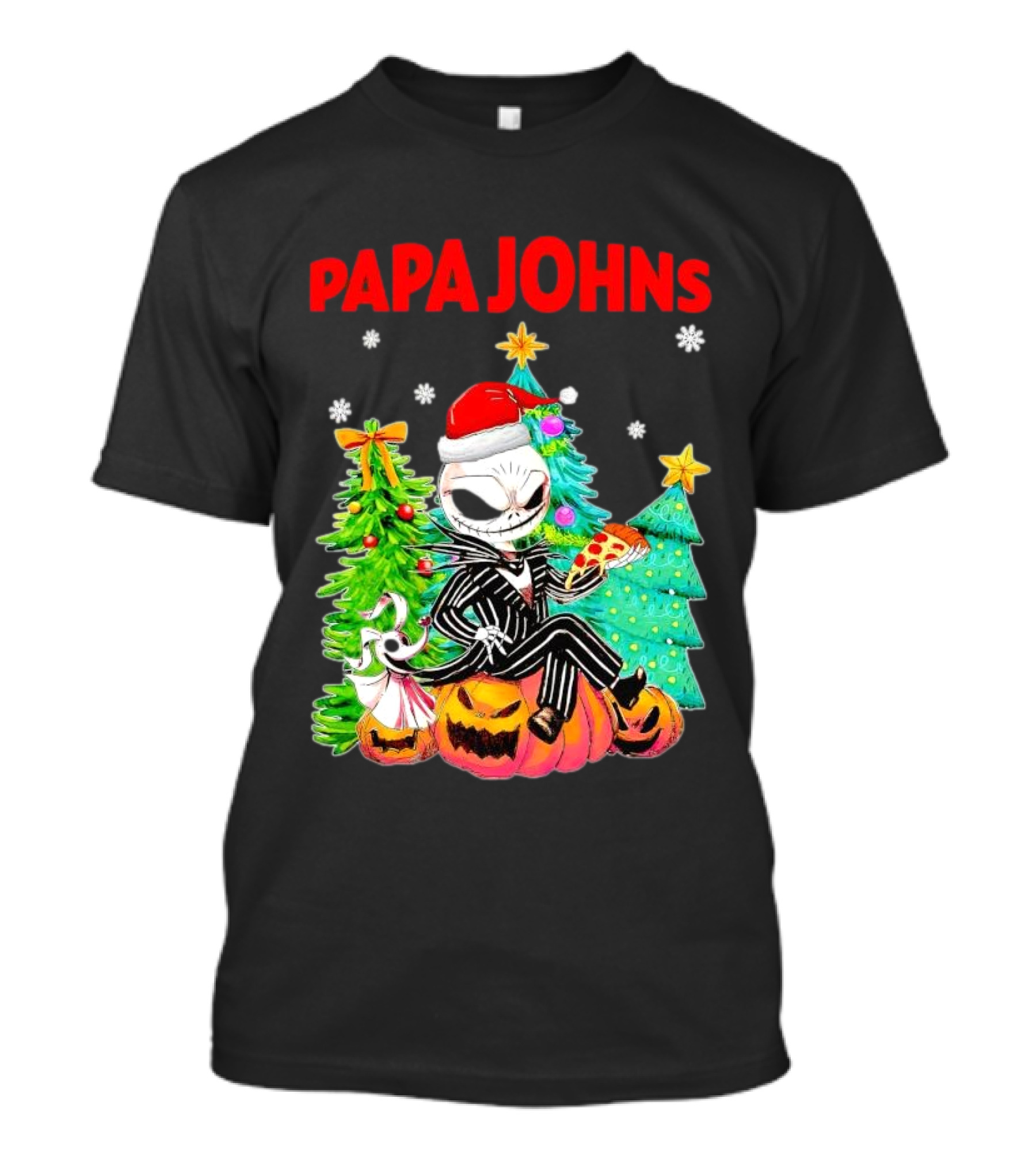 Jack Skellington Papa Johns Christmas Pumpkin Tree T-Shirt