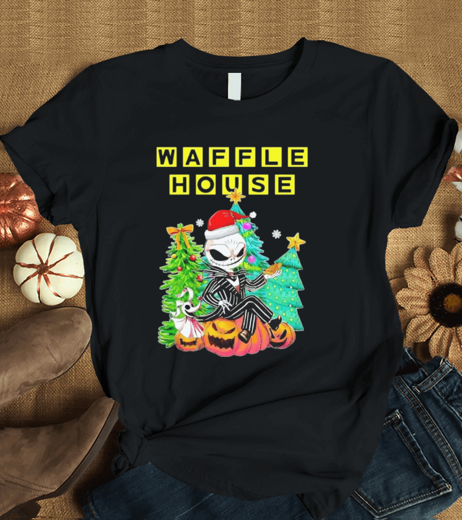 Waffle House Jack Skellington Christmas Tree Pumpkin T-Shirt
