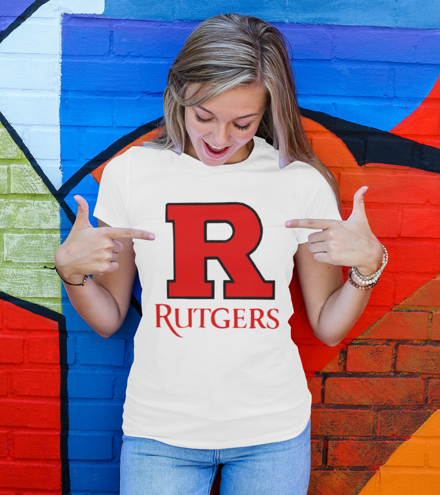 Rutgers University Red R Icon With Text T-Shirt