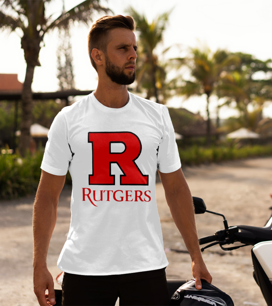 Rutgers University Red R Icon With Text T-Shirt