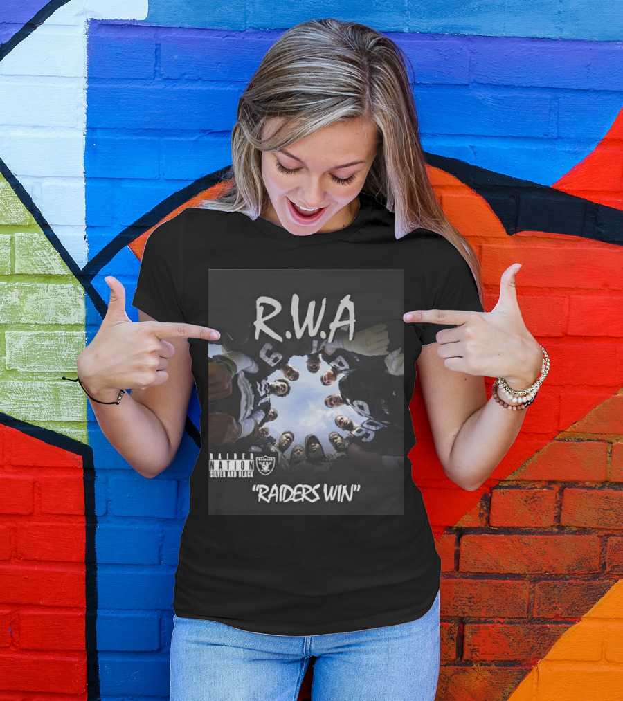 RWA Raider Nation Silver And Black Raiders Win T-Shirt
