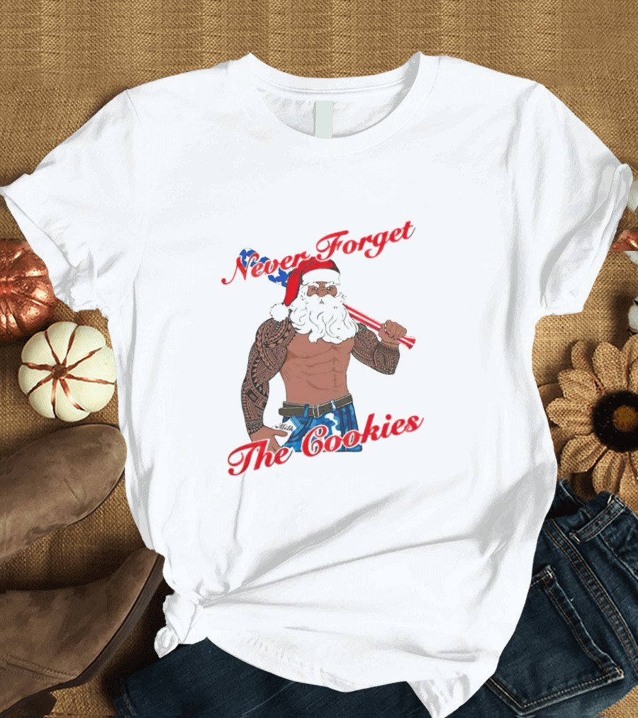 Tattoo Santa Never Forget The Cookies Christmas Holiday T-Shirt