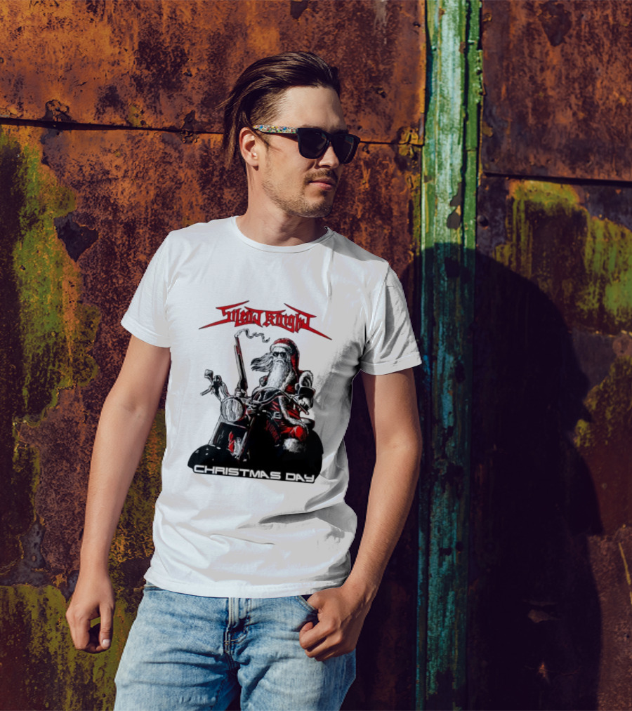 Silent Knight Santa Riding Motorcycle Christmas Day T-Shirt