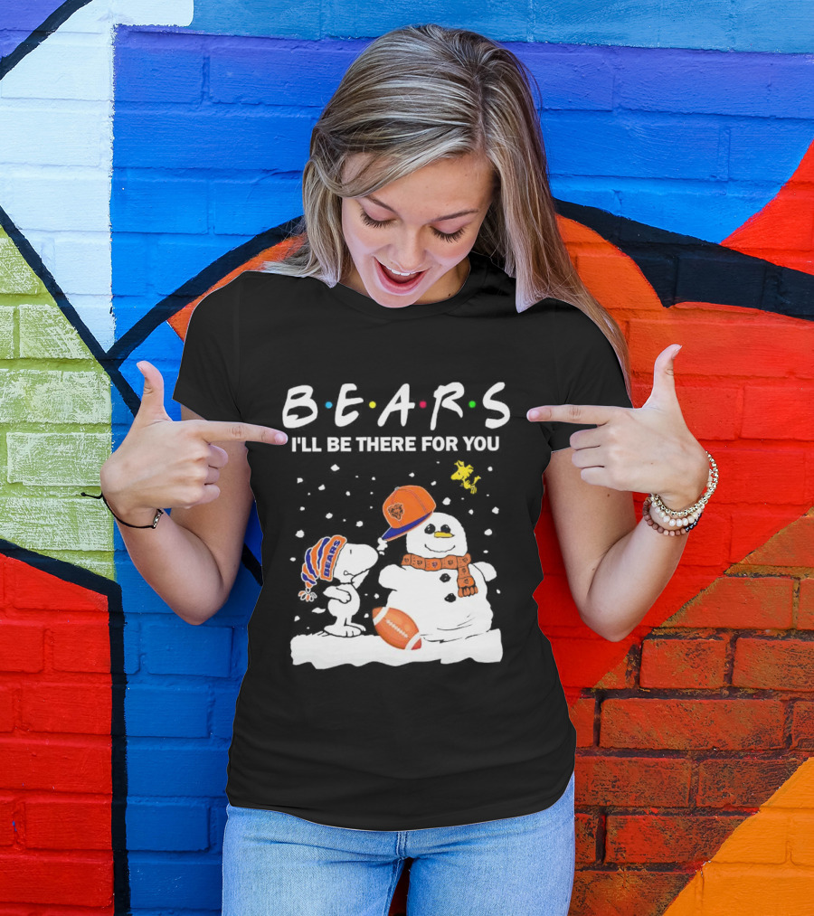 Snoopy And Snowman Chicago Bears I'll Be There For You Christmas Football T-Shirt
