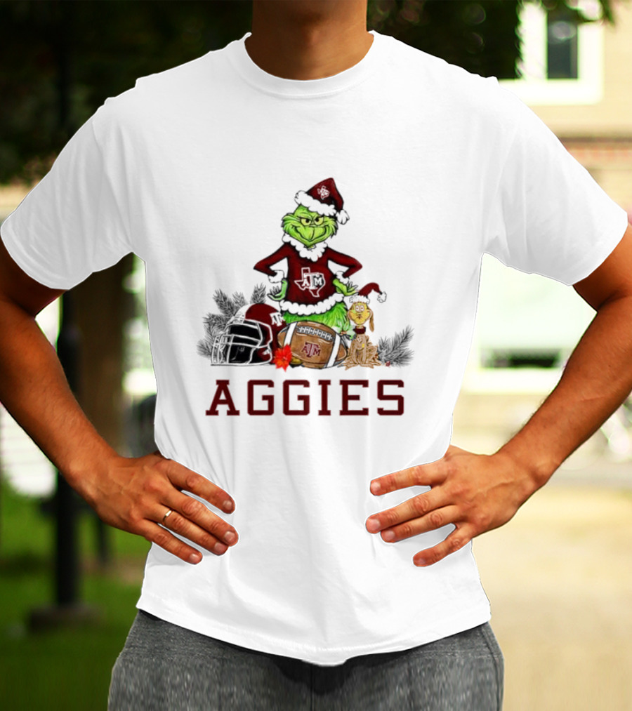 Texas A&M Aggies Grinch Max Dog Christmas Football Humor T-Shirt
