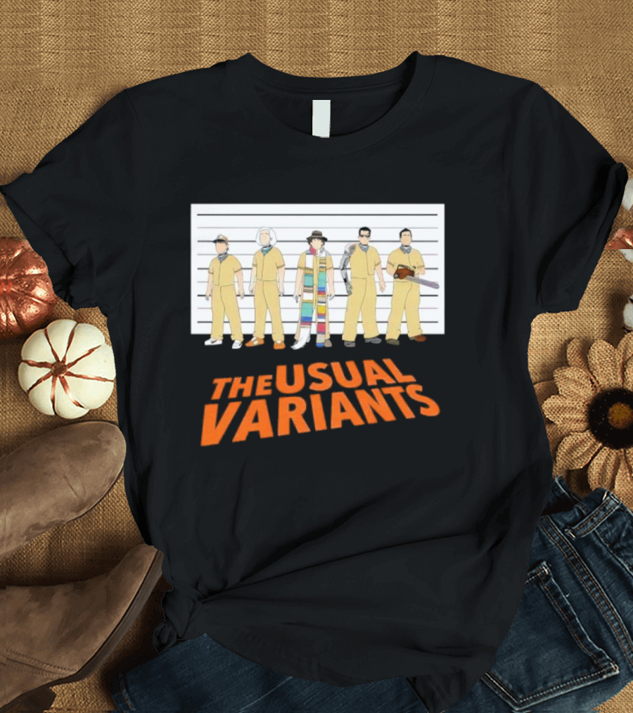The Usual Variants Parody Featuring Sci-Fi Time Travel Characters In Lineup T-Shirt