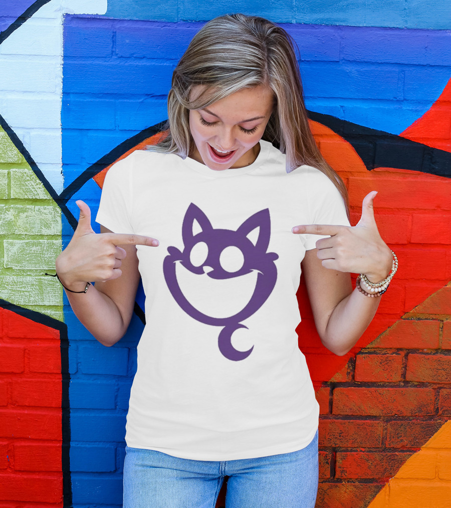 Cheshire Cat Purple Silhouette Face Design Catnap Face T-Shirt