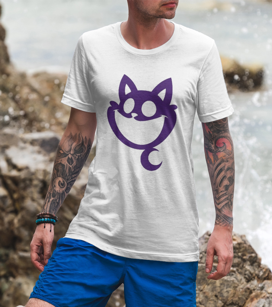 Cheshire Cat Purple Silhouette Face Design Catnap Face T-Shirt