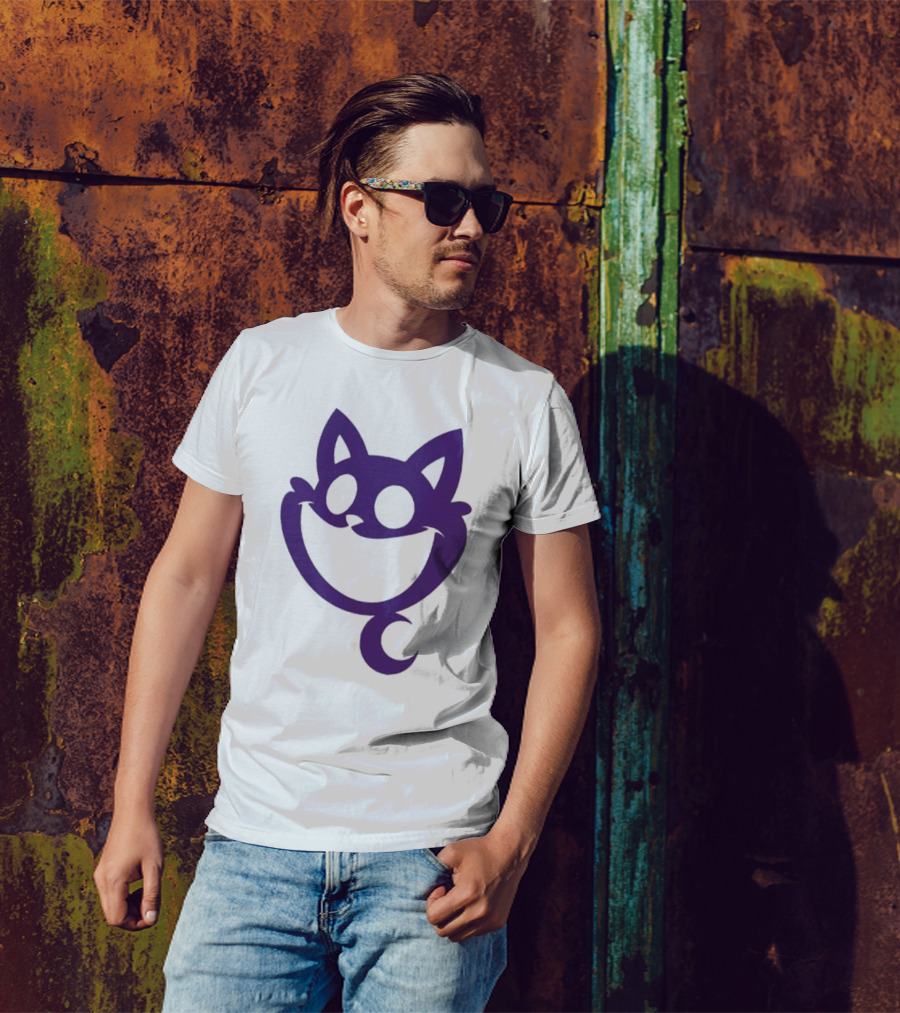 Cheshire Cat Purple Silhouette Face Design Catnap Face T-Shirt