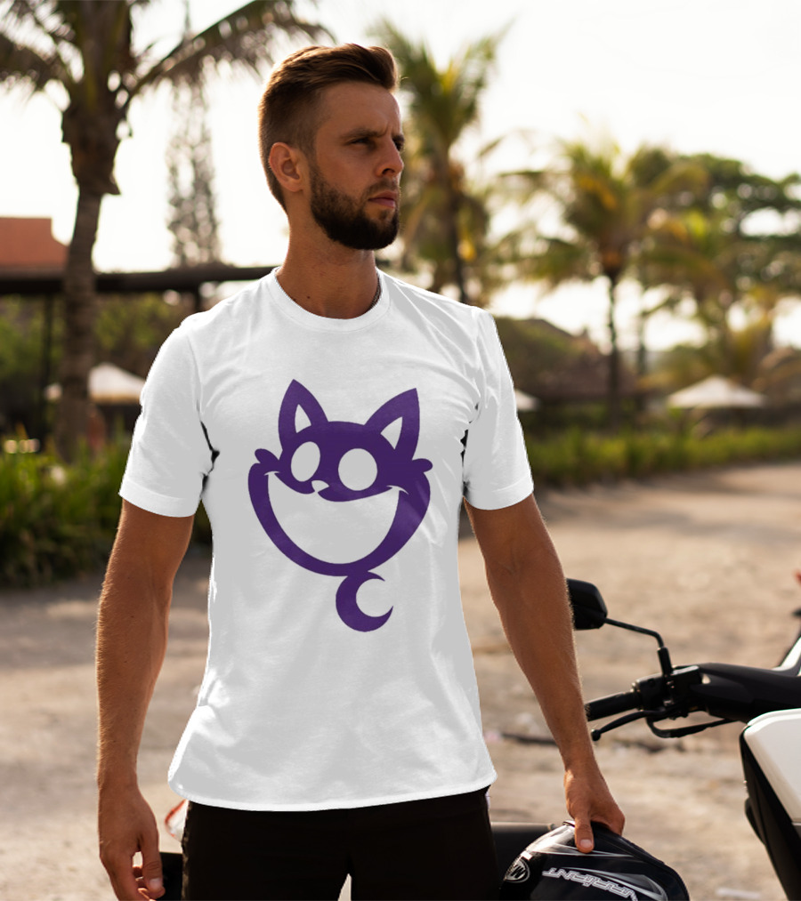 Cheshire Cat Purple Silhouette Face Design Catnap Face T-Shirt