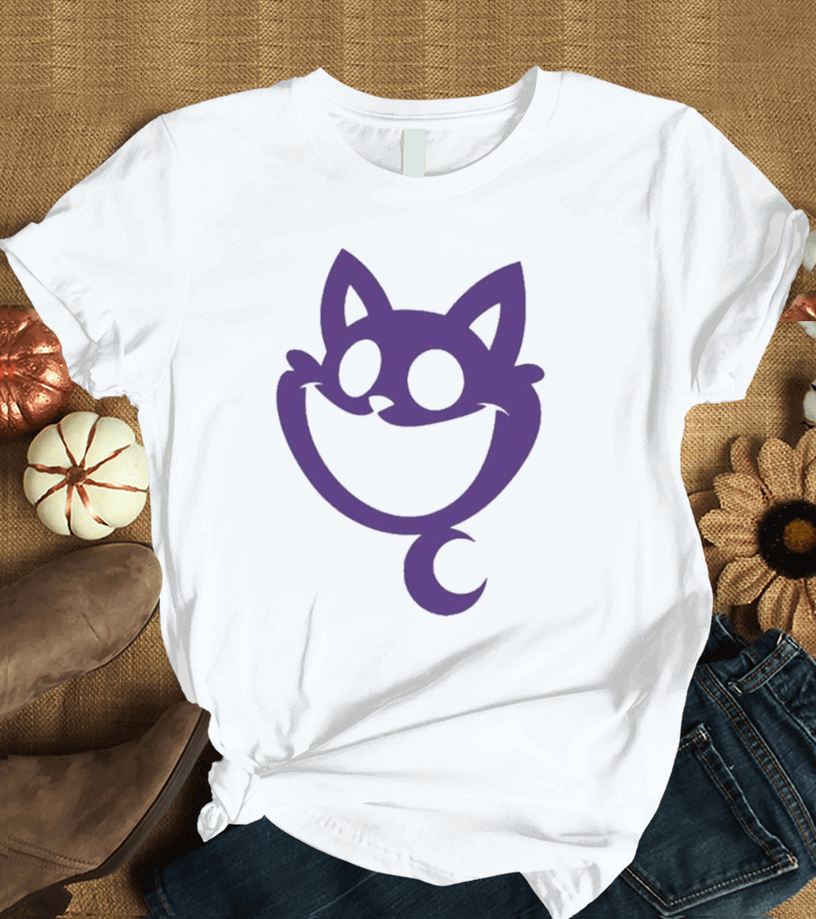 Cheshire Cat Purple Silhouette Face Design Catnap Face T-Shirt