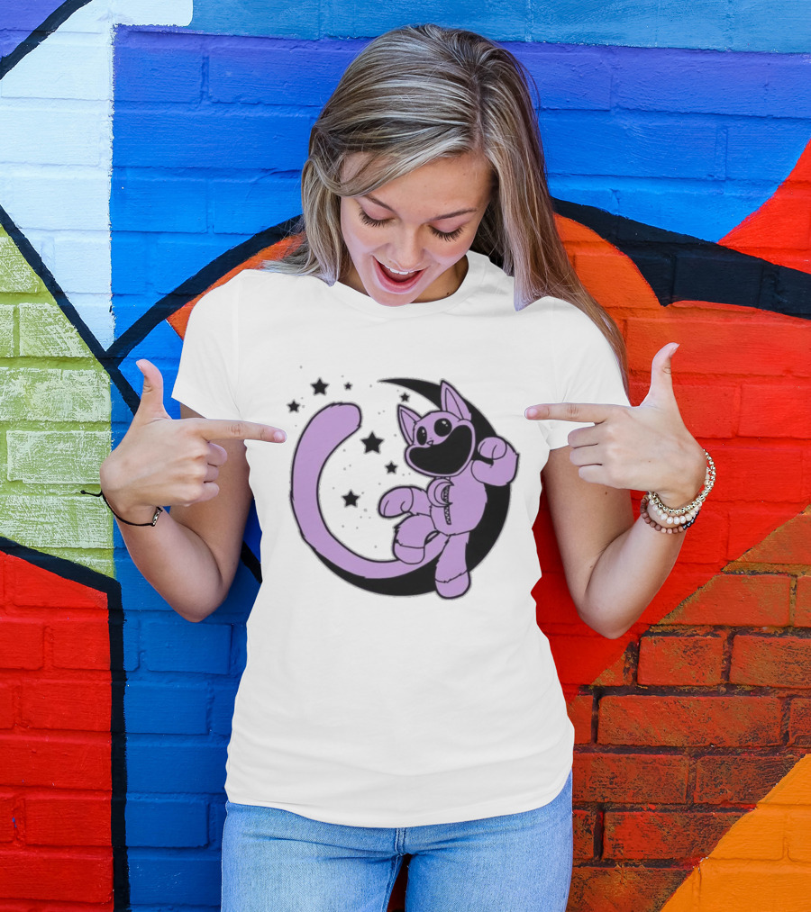 CatNap Astronaut Cat In Space With Crescent Moon And Stars T-Shirt