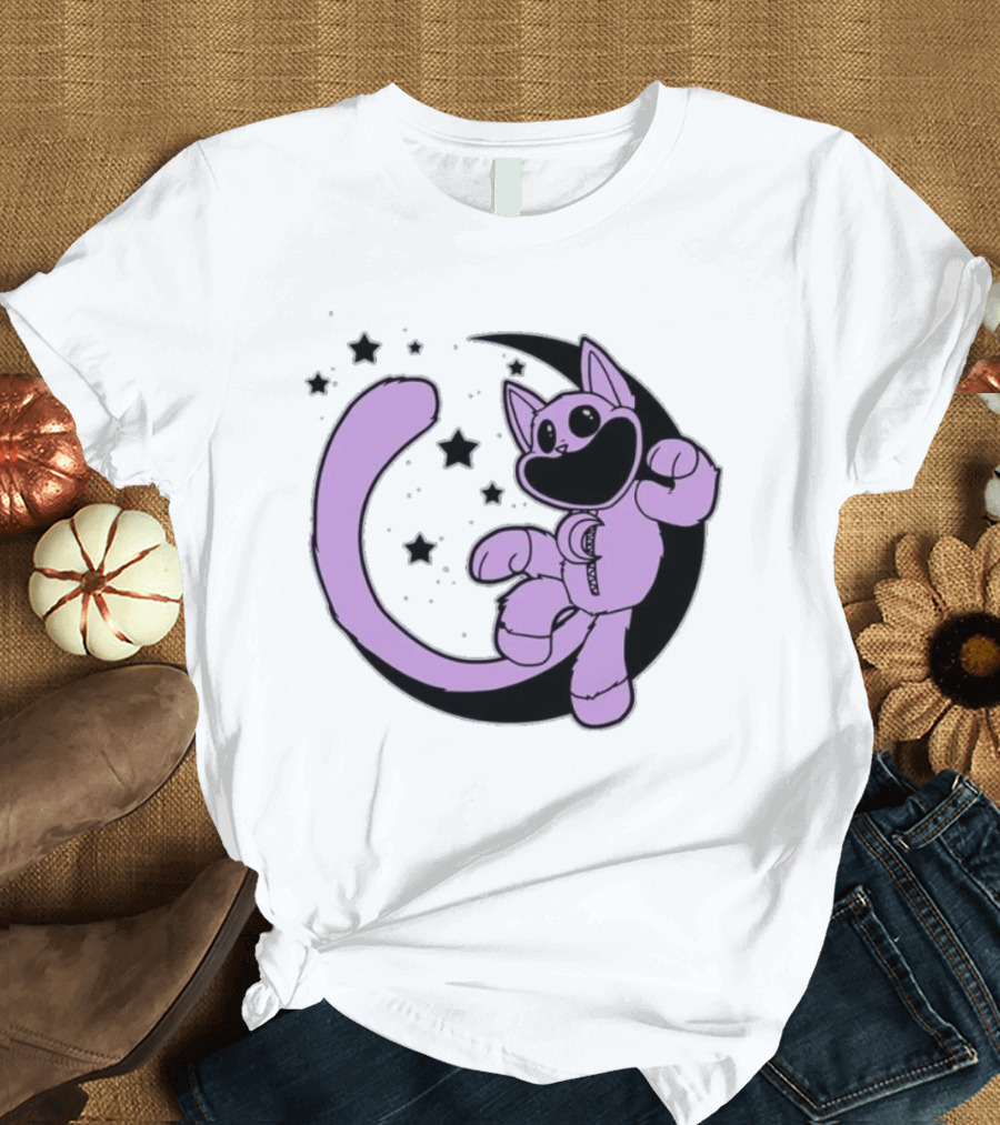 CatNap Astronaut Cat In Space With Crescent Moon And Stars T-Shirt