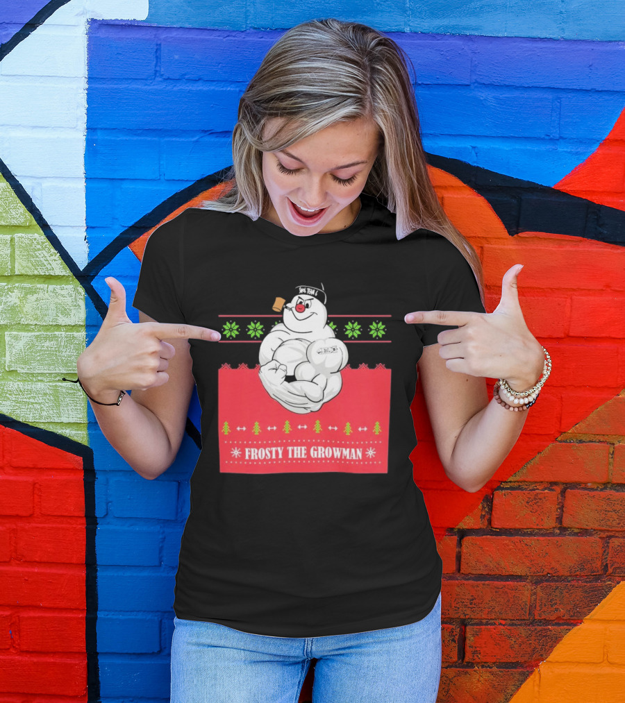 Frosty The Growman Christmas Bodybuilder Snowman T-Shirt