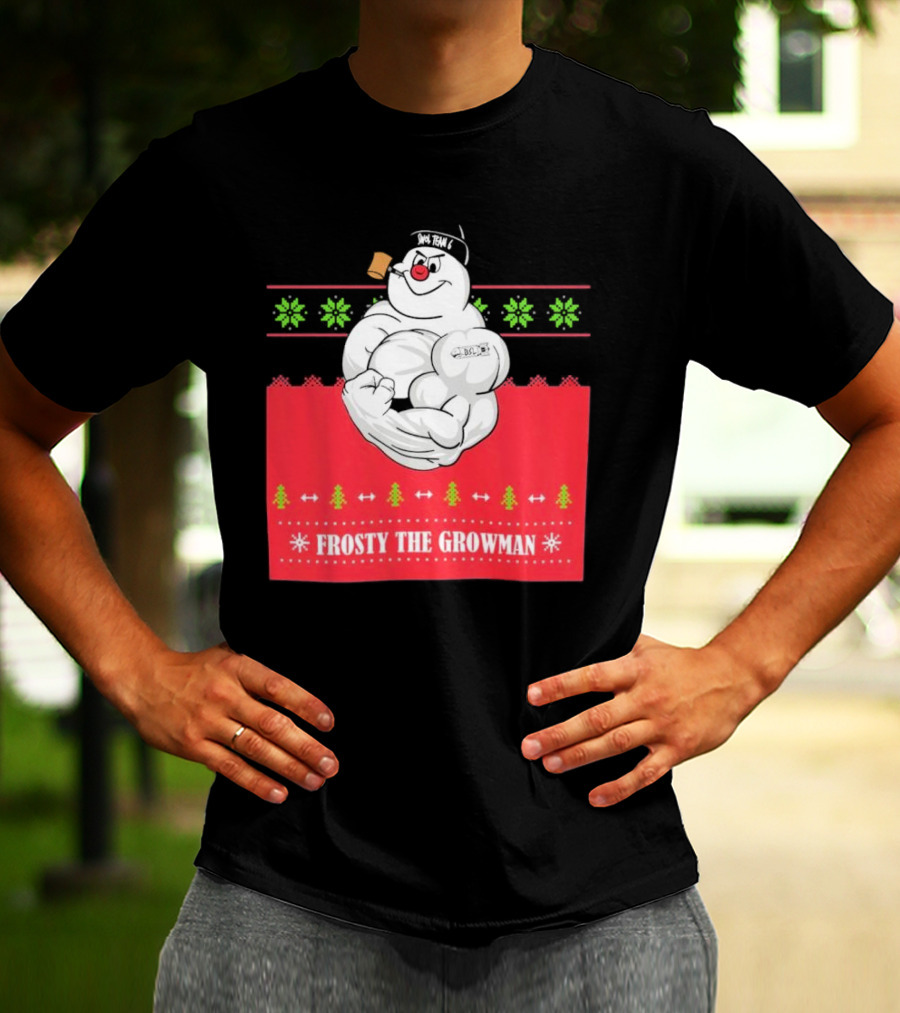 Frosty The Growman Christmas Bodybuilder Snowman T-Shirt