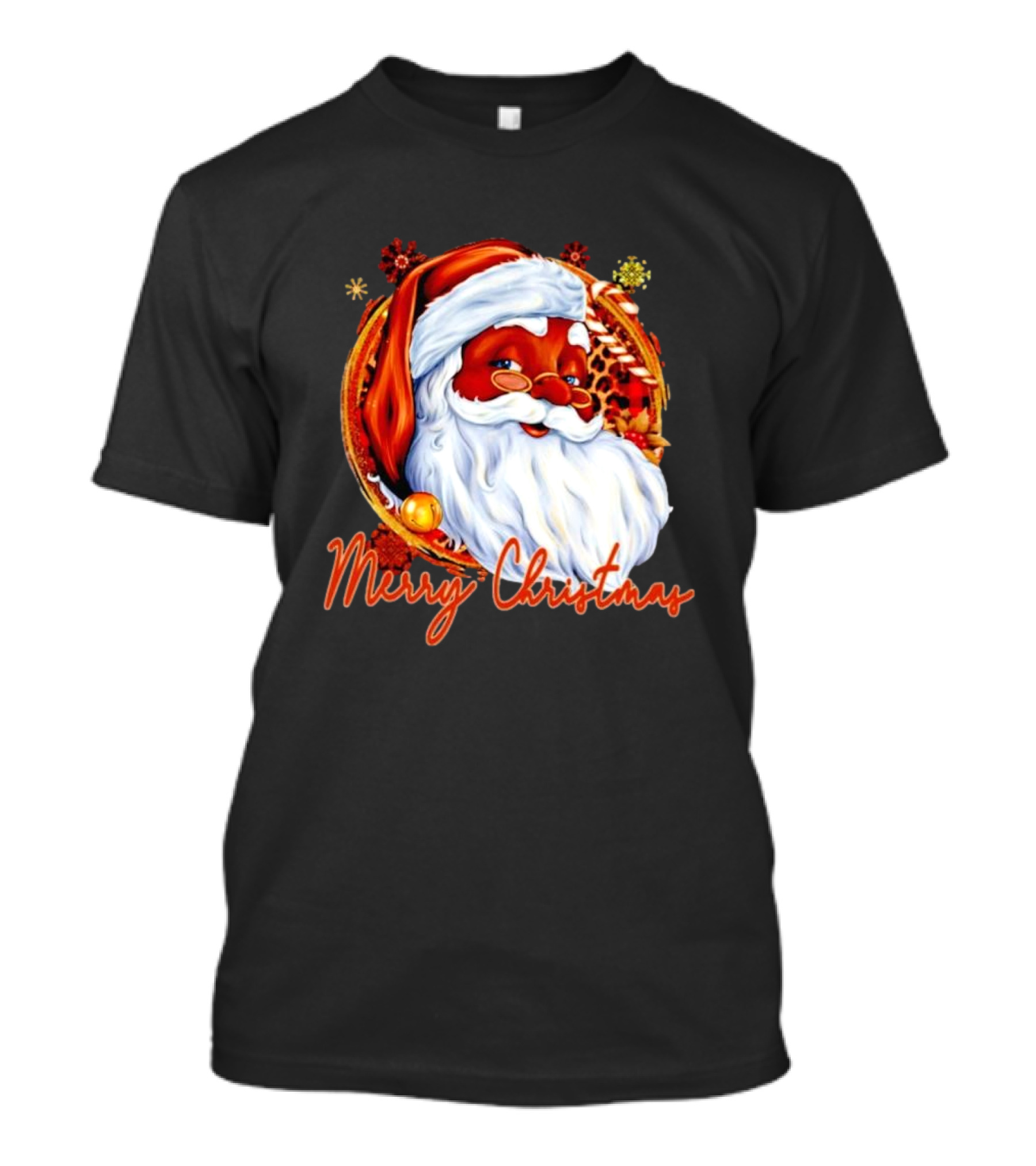 Handsome Black Santa Merry Christmas Festive Joyful Santa Image T-Shirt
