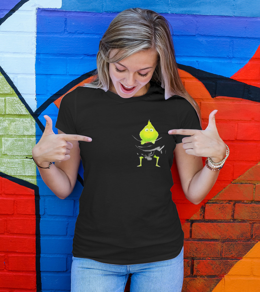 Grinch Peeking From Pocket T-Shirt