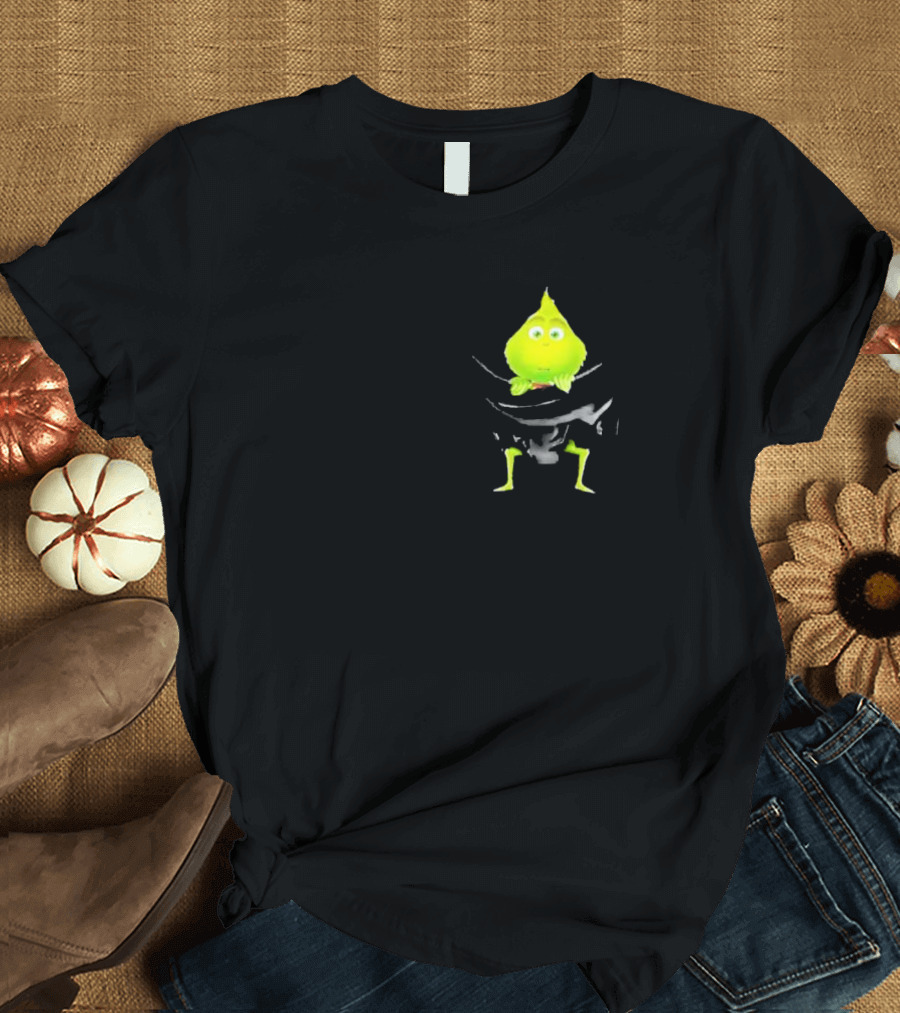 Grinch Peeking From Pocket T-Shirt