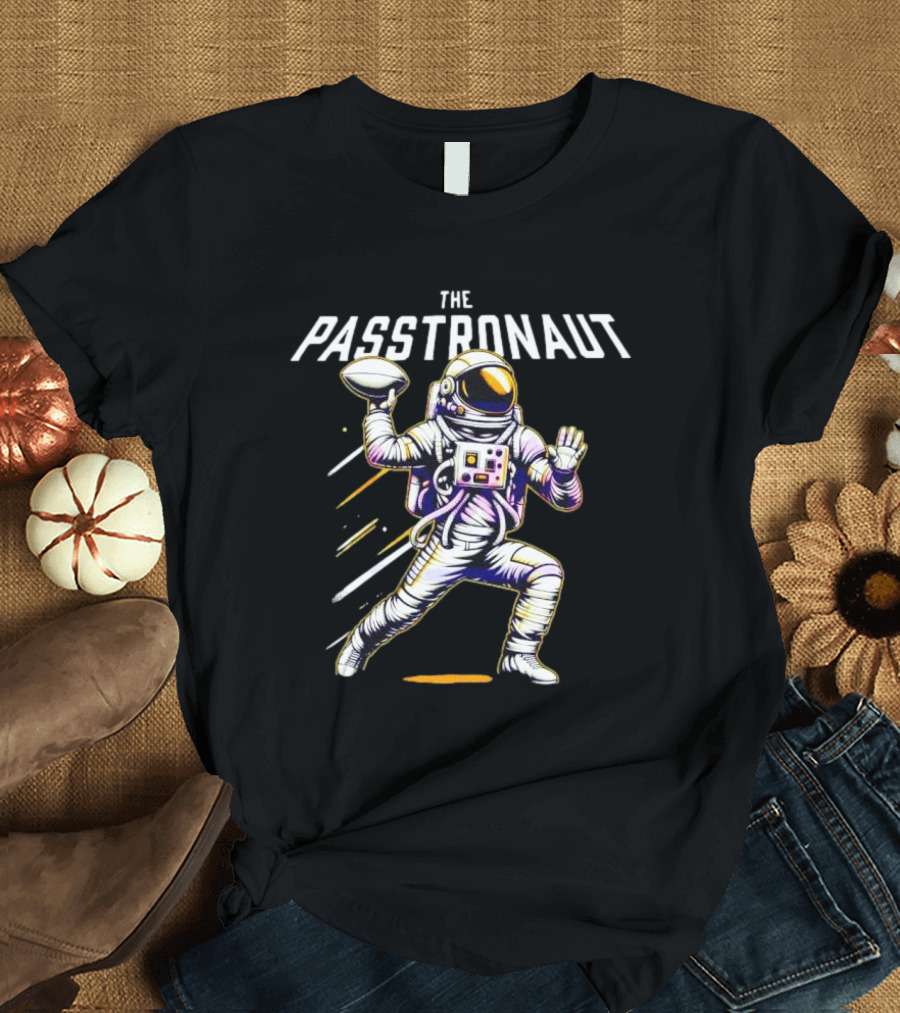 The Passtronaut Astronaut Throwing A Football T-Shirt