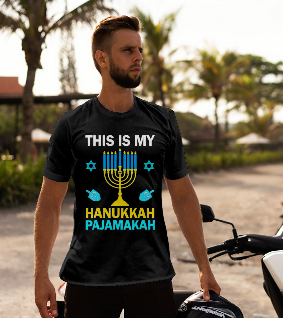 This Is My Hanukkah Pajamakah Menorah Dreidels Star Of David T-Shirt