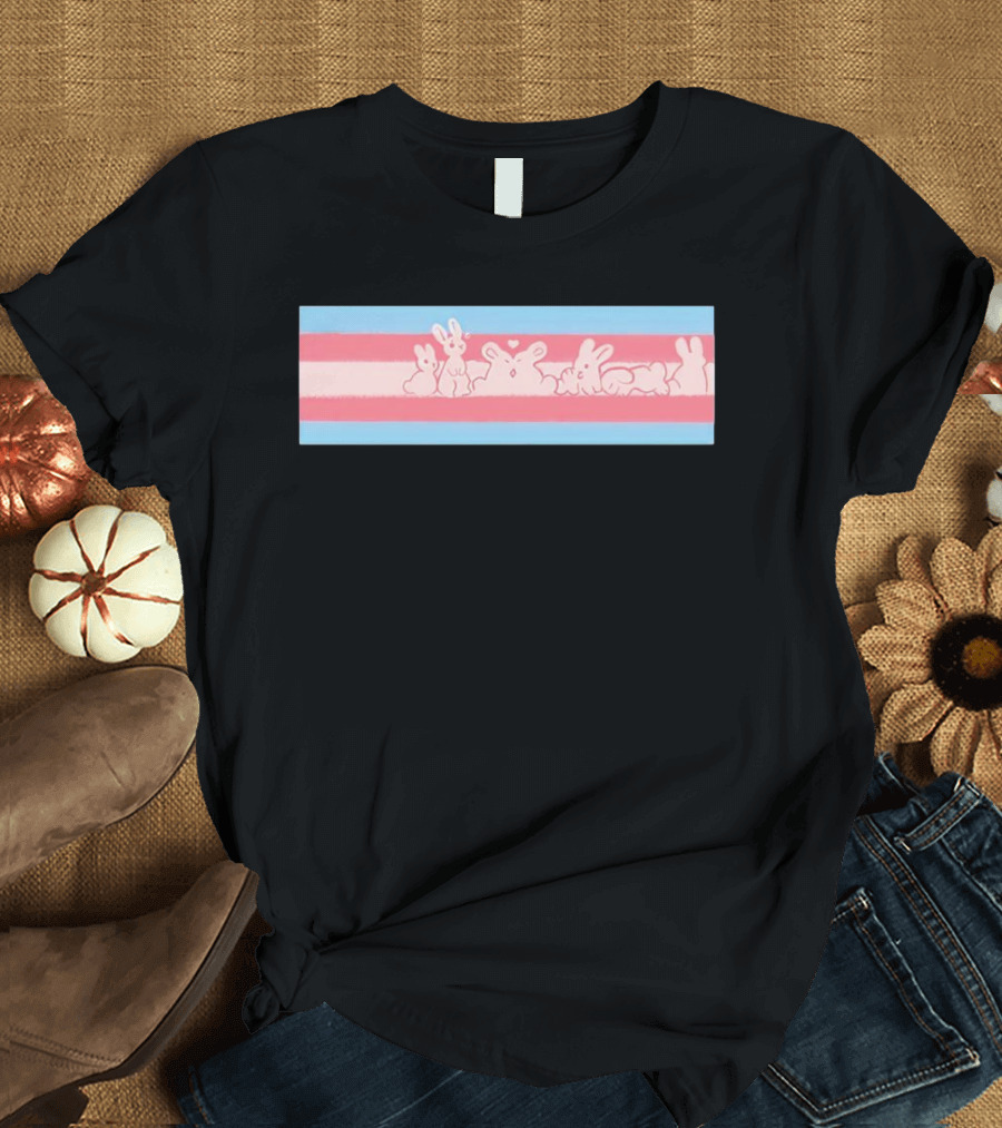 Trans Flag Bunny Band Stripes T-Shirt