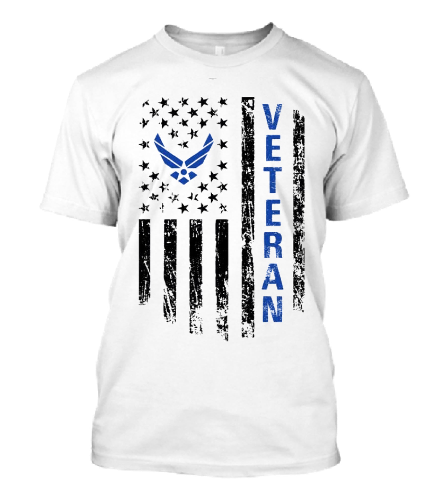 Veteran US Flag Air Force Logo Blue Patriotic T-Shirt
